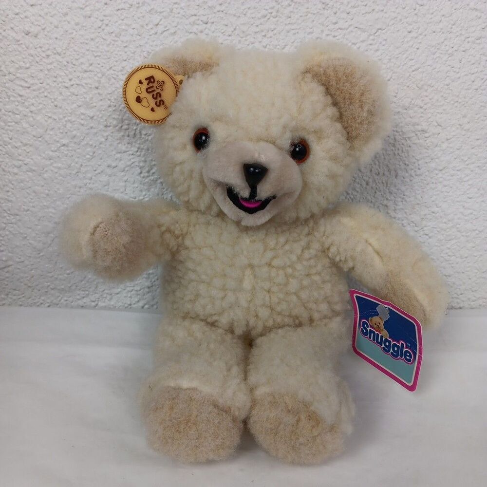 1986 Snuggle Fabric Softener Plush Teddy Bear Russ Berrie Tags Vintage 10” Tan